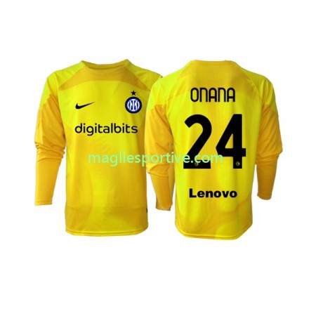 Divisa di Calcio Inter Milan Andre Onana 24 Portiere Trasferta 2022/2023 Manica Lunga